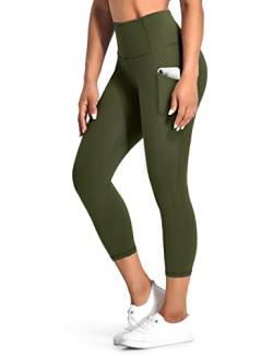 Desol Sport Leggings Damen Tasche Capri 3/4 High Waist Elastische Blickdicht Übergröße Sport Leggins mit Seitentaschen für Yoga Freizeit von Desol