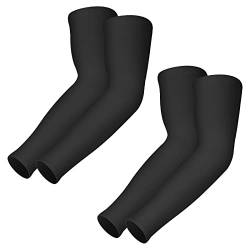 Ärmlinge 2 Paar, Kühlung UPF 50+, Anti UV Arm Ärmel, Kompressions Armstulpen, Sonnenschutz, Bandage Rutschfest Arm Sleeves Running Radsport Volleyball Basketball für Damen Herren (schwarz*2paar) von Desoto