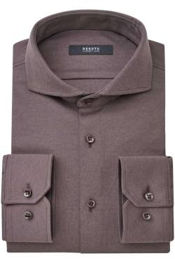 Desoto Luxury Line Slim Fit Jerseyhemd braun, Meliert von Desoto