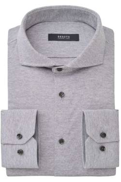 Desoto Luxury Line Slim Fit Jerseyhemd hellgrau, Meliert von Desoto