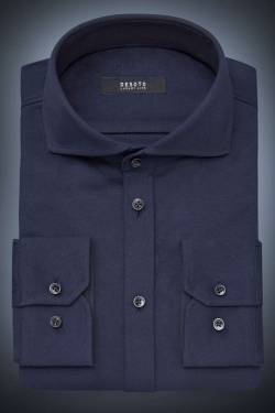 Desoto Luxury Slim Fit Jerseyhemd dunkelblau, Einfarbig von Desoto