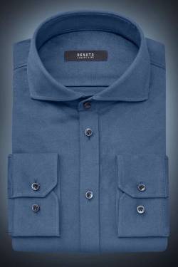 Desoto Luxury Slim Fit Jerseyhemd kobalt, Einfarbig von Desoto
