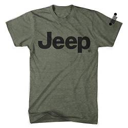 Detroit Shirt Company Herren-T-Shirt, Jeep Text, Triblend – Militärgrün - Gr�n - Groß von Detroit Shirt Company