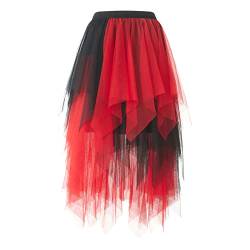 DeuYeng Damen Mesh Tutu Röcke Tüll Unregelmäßig Unterrock Lagenrock Ballett Tutu Abschlussball Party Faltenkleid A-Linie Midirock (&00G, XL) von DeuYeng