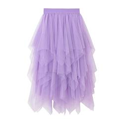 DeuYeng Damen Mesh Tutu Röcke Tüll Unregelmäßig Unterrock Lagenrock Ballett Tutu Abschlussball Party Faltenkleid A-Linie Midirock (&0B9, One Size) von DeuYeng