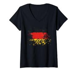 Damen Deutsche Fahne Motiv Deutschland T-Shirt mit V-Ausschnitt von Deutschland Design Deko Deutsche Flagge