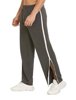 Deyeek Herren Sporthose Fitness Freizeithose Klassische Trainingshose mit Taschen Freizeithose öffnen Jogger Trekkinghose Grau M von Deyeek