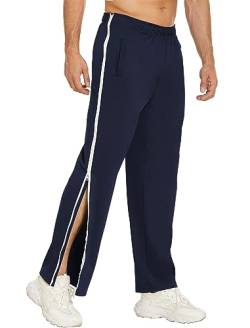 Deyeek Herren Sporthose Fitness Freizeithose Klassische Trainingshose mit Taschen Freizeithose öffnen Jogger Trekkinghose Navy Blau M von Deyeek