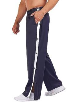 Deyeek Herren Sporthose Jogger Sweathose Casual Hose mit Taschen und Tasten Relaxing Hose Lastischer Bund Blau L von Deyeek