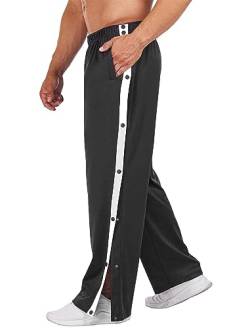 Deyeek Jogginghose Herren Trainingshose seitlich zu öffnen Lang Laufhose mit Taschen Basketball Hose Freizeithose Schwarz XL von Deyeek