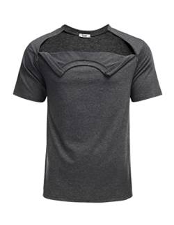 Deyeek Unisex Post Schulter Chirurgie Shirts Erholung Tear Away Kurzarm 2 Seitliche Reißverschlüsse Off Voll Offene Chemo Kleidung, grau dunkel, XX-Large von Deyeek