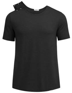 Deyeek Unisex-Shirts nach Schulter-Operationen, für Männer und Frauen, offener Rücken, kurze Ärmel, Dialyse-Chemo-Kleidung, Schwarz, XL von Deyeek