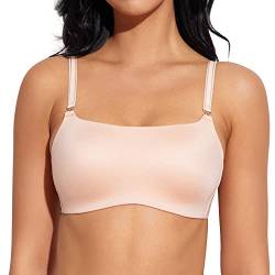 Deyllo Damen BH ohne Bügel, Nahtloser Cami Crop Top Büstier,Damen Bralette BH, Schlafen BH, Wohlfühl Soft Sport BH für Frauen, Mädchen（Nacktes Rosa,L von Deyllo