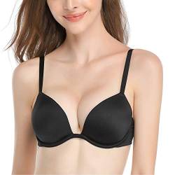 Deyllo Damen Push Up BH, Bügel BH, Super GepolsterterBH, T-Shirt BH, Plunge BH, Multi-Strap BH, Softschalen BH(Schwarz,85B) von Deyllo