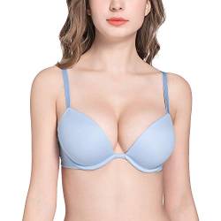 Deyllo Damen Push Up BH mit Blumen Spitze Schalen Bügel BH Gepolstert Elegant(Blau45,85E) von Deyllo