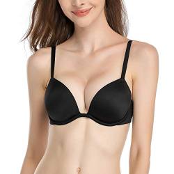 Deyllo Damen Push Up BH mit Blumen Spitze Schalen Bügel BH Gepolstert Elegant(Schwarz45,80E) von Deyllo