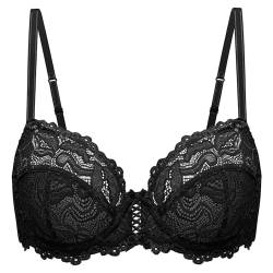 Deyllo Damen Sexy Spitze BH Transparent Bügel BH Vollschalen Große Größen (Schwarz,75C) von Deyllo