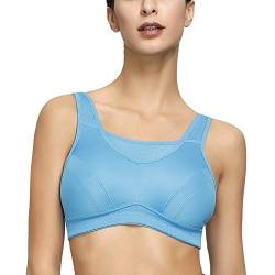 Deyllo Damen Sport BH Starker Halt Große Größen Sport-BH für Fitness Lauf Yoga(Blau,34G / 75G) von Deyllo