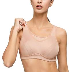 Deyllo Damen Sport BH Starker Halt Große Größen Sport-BH für Fitness Lauf Yoga(Nude,34B / 75B) von Deyllo