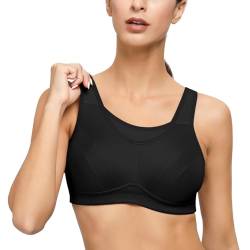 Deyllo Damen Sport BH Starker Halt Große Größen Sport-BH für Fitness Lauf Yoga(Schwarze,34C / 75C) von Deyllo