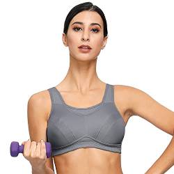 Deyllo Damen Sport BH Starker Halt Große Größen Sport-BH für Fitness Lauf Yoga (Grau, 100E) von Deyllo