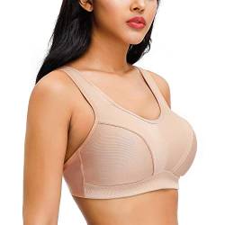 Deyllo Damen Sport BH Starker Halt Komfort Bügellos Ungepolstert Sports Bra Top(Beige,95B) von Deyllo