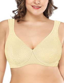 Deyllo Damen Vollschalen Minimizer BH Nicht Bügel Große Größen BH Klassischer(Beige35,110F) von Deyllo