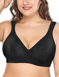 Deyllo Damen Vollschalen Minimizer BH Nicht Bügel Große Größen BH Klassischer(Schwarz35,80D) von Deyllo