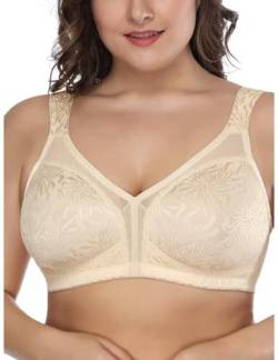 Deyllo Damen Vollschalen Minimizer BH Nicht Bügel Große Größen BH Klassischer (Beige,100C) von Deyllo