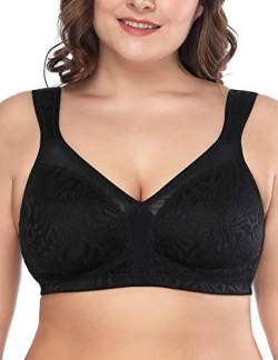 Deyllo Damen Vollschalen Minimizer BH Nicht Bügel Große Größen BH Klassischer (Schwarz,85C) von Deyllo