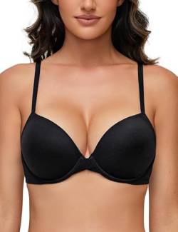 Deyllo Super Push up BH Damen mit Bügel Extrem Seamless T-Shirt BHS Comfy Gepolstert Bra Body Make up für Kleine Brüste Schwarz 70F von Deyllo