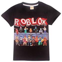 Dgfstm Kinder Roblox T-Shirt Kinderspiele Familie Gaming Team T-Shirt Atmungsaktives Baumwolltop für Mädchen Jungen Teenager Schwarz3, 1305-6Jahre von Dgfstm
