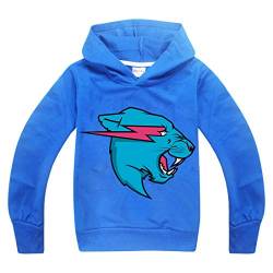 Hoodie für Jungen, Motiv: Logo von berühmtem Youtuber, Kapuzenpullover, Gamer-Shirt, Esports-Shirt Gr. 150 cm (9- 10 Jahre), blau-lang von Dgfstm