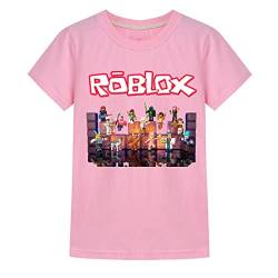 Kinder YouTube T-Shirt Kinder Spiele Familie Gaming Team Tee Shirt Atmungsaktive Baumwolle Top für Mädchen Jungen Pyjama Pjs, Rose, 11-12 Jahre von Dgfstm