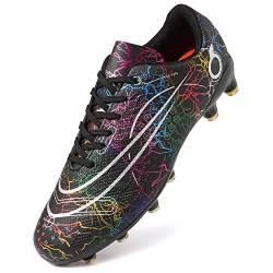 Dhinash Fußballschuhe Herren Stollen Fussballschuhe Kunstrasen Fussball Schuhe Spikes Trainingsschuhe Turnschuhe Outdoor Football Schuhe Schwarz Gr.41 von Dhinash