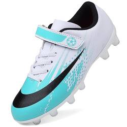 Dhinash Fußballschuhe Jungen Stollen Fussballschuhe Kinder Kunstrasen Fussball Schuhe Spikes Trainingsschuhe Turnschuhe Mädchen Outdoor Turf Football Schuhe Unisex Weiß Grün Gr.32 von Dhinash