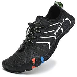 Dhinash Herren Aquaschuhe Wassersportschuh Damen Outdoor Barfußschuhe Traillaufschuhe Schnell Trocknend Schwimmschuhe Badeschuhe Strandschuhe Surfschuhe Wasserschuhe Unisex Schwarz Weiß Gr. 39 von Dhinash