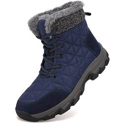 Dhinash Schneestiefel Herren Damen Winterstiefel Wasserdicht Warm Gefüttert Stiefelette Outdoorschuhe Trekkingstiefel Wanderstiefel Winterschuhe Schneeschuhe Wanderschuhe Blau Gr.42 von Dhinash