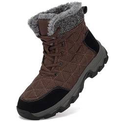 Dhinash Schneestiefel Herren Damen Winterstiefel Wasserdicht Warm Gefüttert Stiefelette Outdoorschuhe Trekkingstiefel Wanderstiefel Winterschuhe Schneeschuhe Wanderschuhe Braun Gr.41 von Dhinash