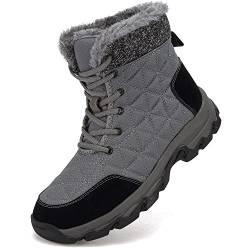 Dhinash Schneestiefel Herren Damen Winterstiefel Wasserdicht Warm Gefüttert Stiefelette Outdoorschuhe Trekkingstiefel Wanderstiefel Winterschuhe Schneeschuhe Wanderschuhe Grau Gr.39 von Dhinash