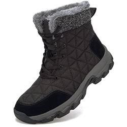 Dhinash Schneestiefel Herren Damen Winterstiefel Wasserdicht Warm Gefüttert Stiefelette Outdoorschuhe Trekkingstiefel Wanderstiefel Winterschuhe Schneeschuhe Wanderschuhe Schwarz Gr.41 von Dhinash