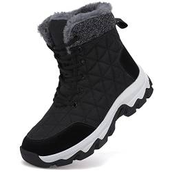 Dhinash Schneestiefel Herren Damen Winterstiefel Wasserdicht Warm Gefüttert Stiefelette Outdoorschuhe Trekkingstiefel Wanderstiefel Winterschuhe Schneeschuhe Wanderschuhe Schwarz Weiß Gr.43 von Dhinash