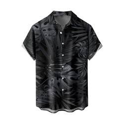 Hawaii Shirt Männer Button Down Hemd Blusen Sommershirt Strand Freizeithemden Hawaiihemden Hawaii-Shirt Bluse Schick Shirts Sommerhemd Männer Shirt Sommer Freizeithemd（XL,2-Black） von Dhyuen