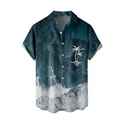 Hawaii Shirt Männer Hawaii Hemd Blusen Sommershirt Casual Freizeit Shirts Sommerhemd Männer Shirt Sommer Freizeithemd Funky Freizeithemden Hawaiihemden Sommershirt Top（4XL,7-Dark Blue） von Dhyuen