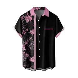 Hawaii Shirt Männer Kurzarm Freizeithemden Hawaiihemden Schick Shirt Sommer Freizeithemd Shirt Blusen Hemden Casual Freizeit Hemd Blusen Sommershirt Bluse Kurzarmshirt（4XL,3-Black） von Dhyuen