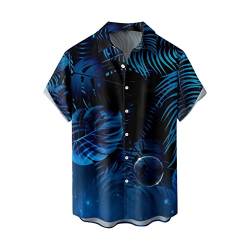 Hawaiihemd Herren Button Down Hawaii-Shirt Bluse Diverse Muster Shirts Sommerhemd Männer Freizeithemd Shirts Top Regular Fit Hemd Blusen Sommershirt Bluse Kurzarmshirt（4XL,2-Blue） von Dhyuen