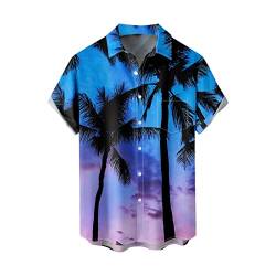 Hawaiihemd Herren Sommer Shirt Blusen Hemden Lässig Freizeit Hawaii-Shirt Bluse Hemd Blusen Sommershirt Casual Freizeit Top Bluse Kurzarmshirt Shirts Sommerhemd Männer（XXL,3-Blue） von Dhyuen