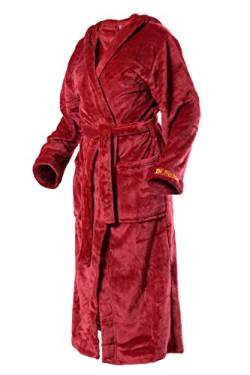 Di Ficchiano Unisex Herren Damen Bademantel mit Kapuze I Morgenmantel flauschig I Nachtwäsche aus edler Mikrofaser I Kimono Farbe: Shiny-Bordeaux, Gr. S von Di Ficchiano