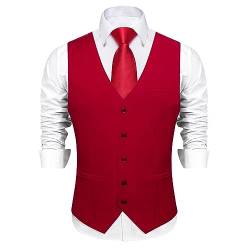 DiBanGu Herren Anzug Weste Business Weste für Männer Formale Slim Fit Hochzeit Weste für Smoking, feuerrot, Large von DiBanGu