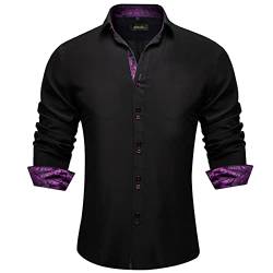 DiBanGu Herren Kleid Hemd Langarm Casual Button Down Hemden Paisley Regular Fit Hemd, Paisleymuster in Schwarz / Violett, Mittel von DiBanGu